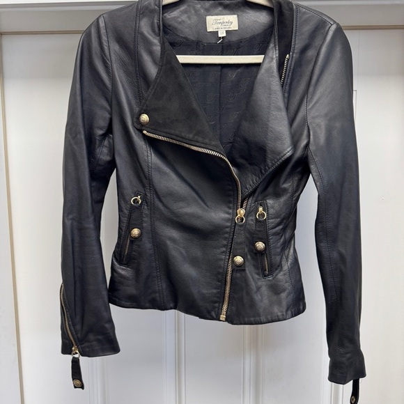 Temperly London Black Leather Moto Jacket - Picture 3 of 16